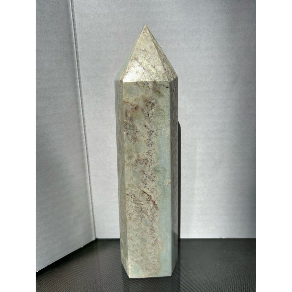Unique Light Blue & Cream Colored Tower nearly 9” tall & over 2 lbs